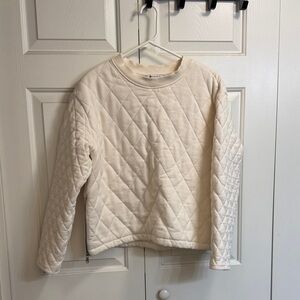 Athleta Quilted Cream Crew Neck Sweater Size M